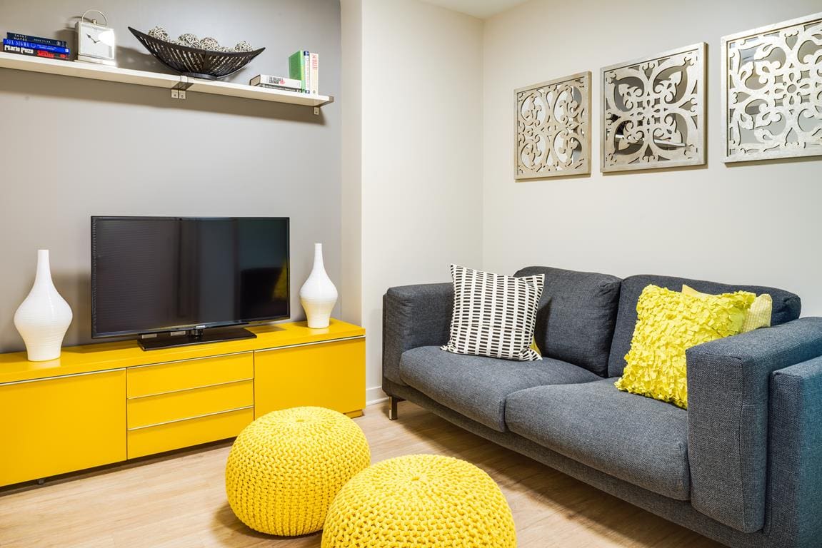One South Market Living Room with Yellow Furniture